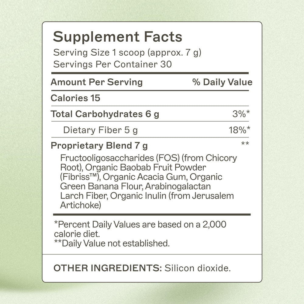 Amy Myers MD Prebiotic Fiber Powder scoop demonstrates easy daily mix into beverages
