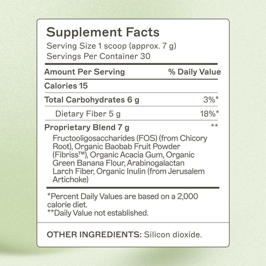 Amy Myers MD Prebiotic Fiber Powder scoop demonstrates easy daily mix into beverages