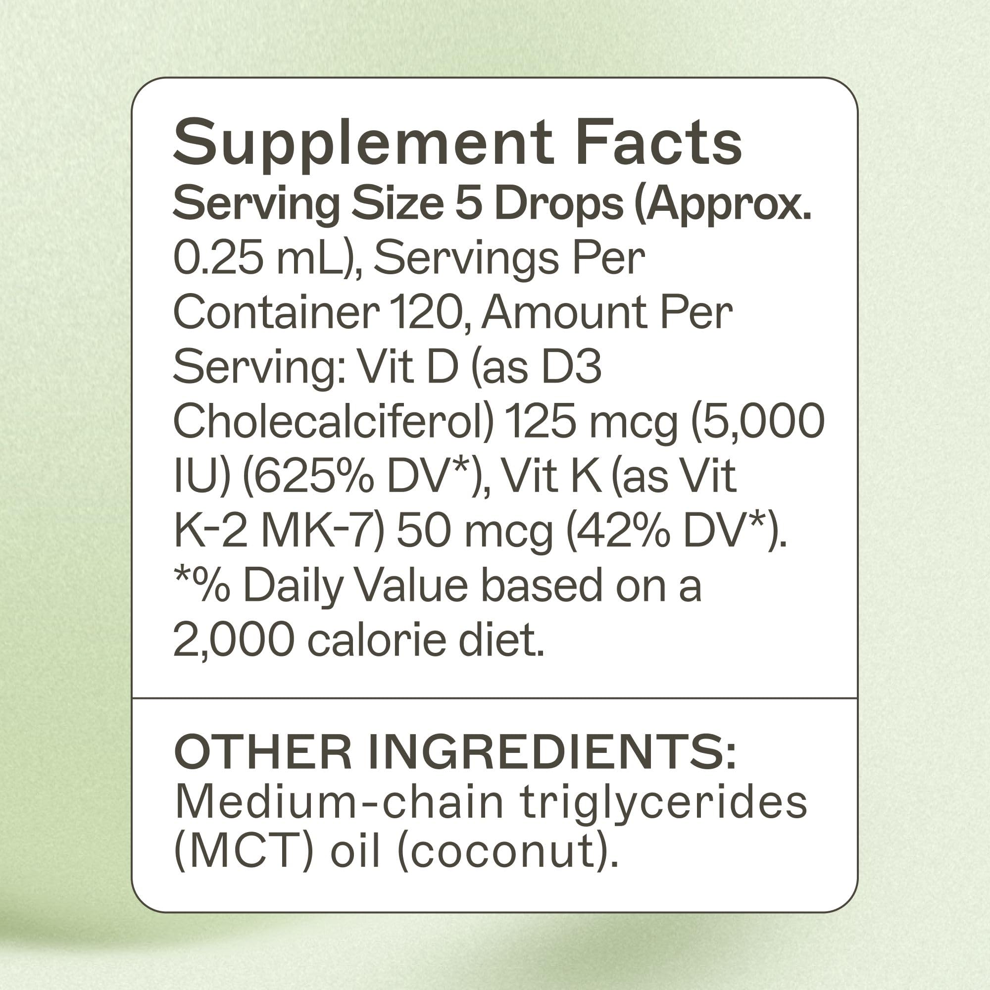 Amy Myers MD D3/K2 liquid dropper enables easy daily dosing.