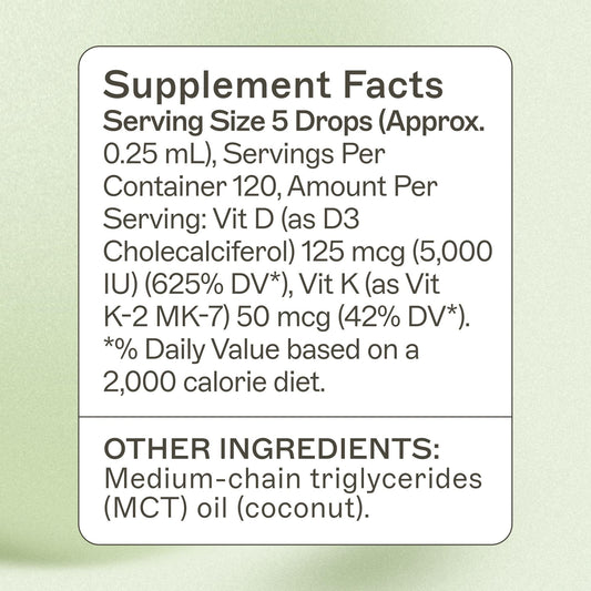 Amy Myers MD D3/K2 liquid dropper enables easy daily dosing.
