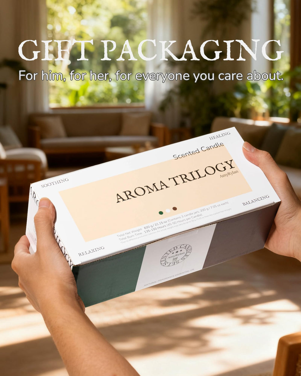 AMYRYLAN home décor candle set enhances living space ambiance