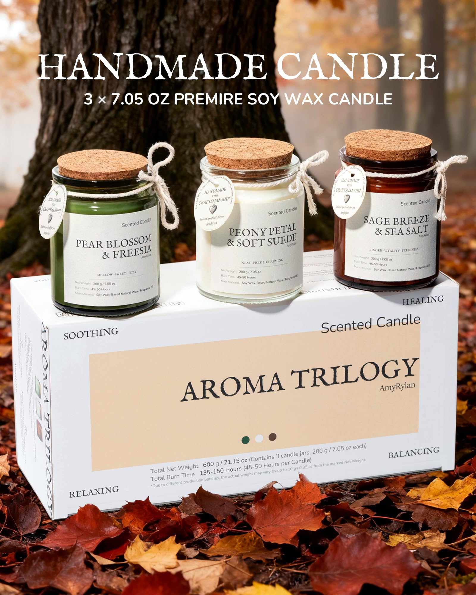 AMYRYLAN natural soy wax candle paraffin-free for safe home use