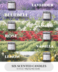 AMYRYLAN rose candle in amber jar for romantic ambiance.