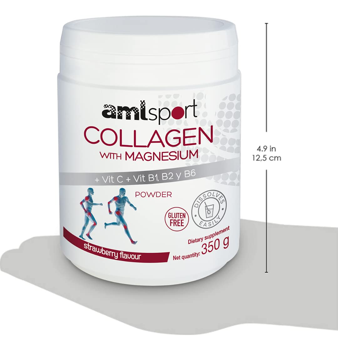 Ana María Lajusticia AML Sport collagen bottle being poured into a glass for daily intake