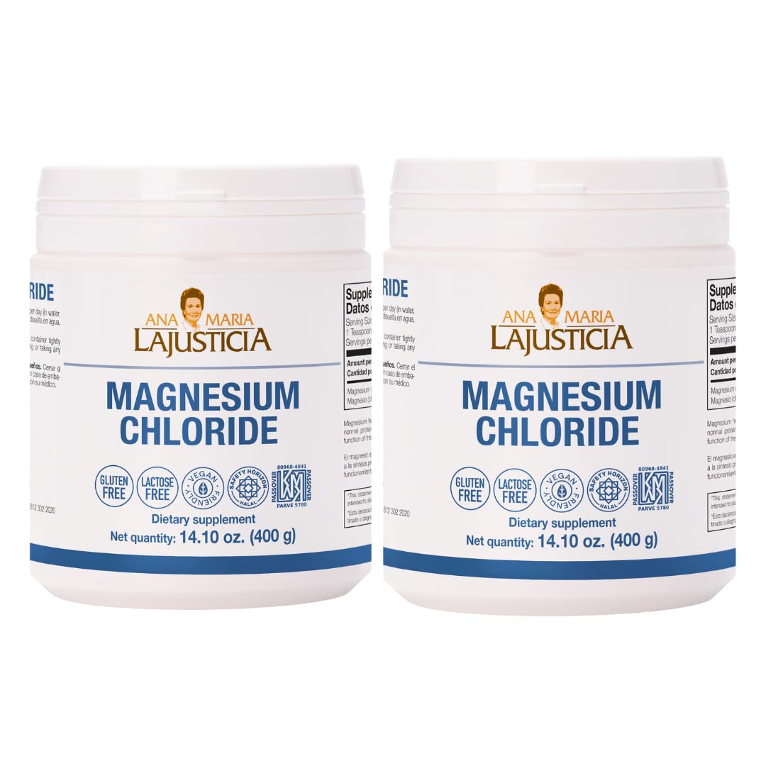 Ana María Lajusticia magnesium chloride 400g bottle for daily energy support.