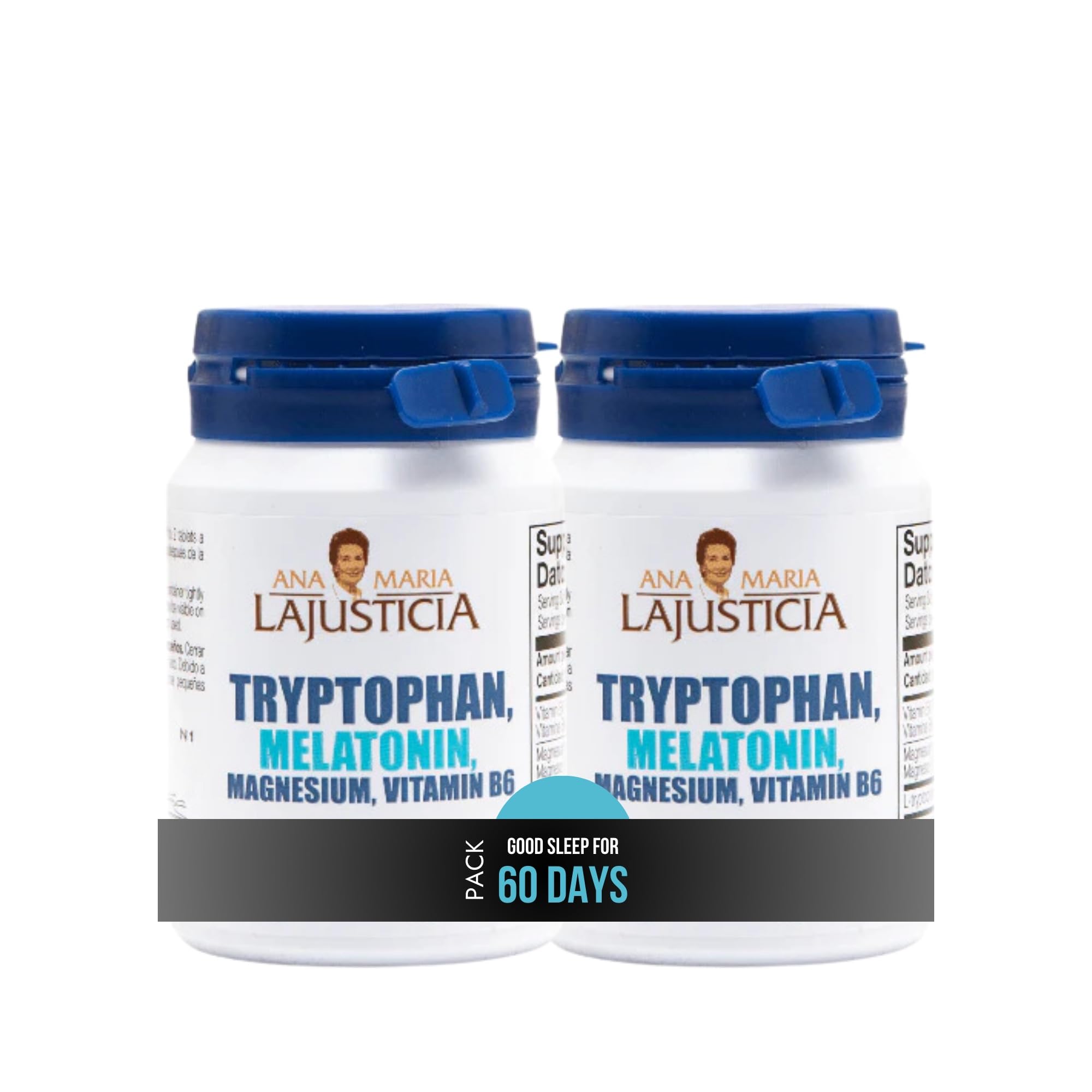 Ana María Lajusticia Tryptophan bottle for daily focus and mood support.