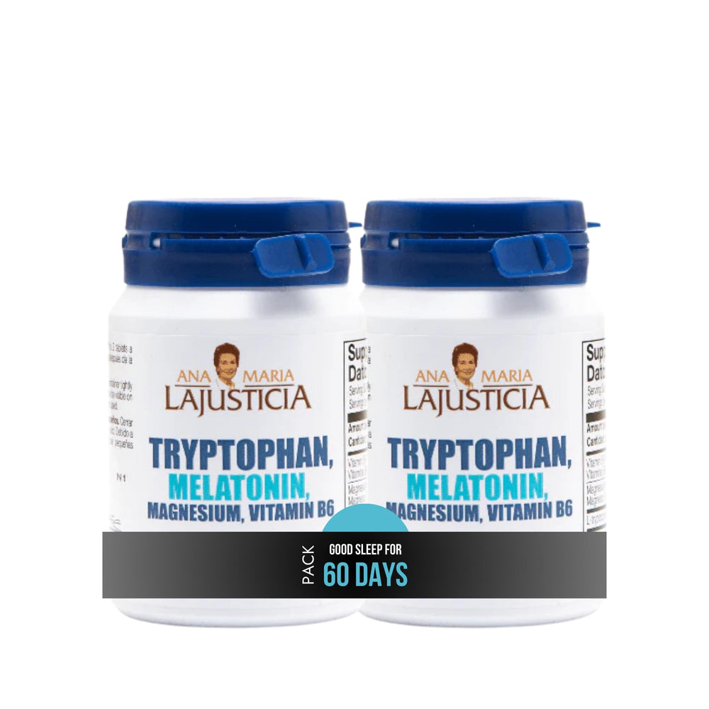 Ana María Lajusticia Tryptophan bottle for daily focus and mood support.
