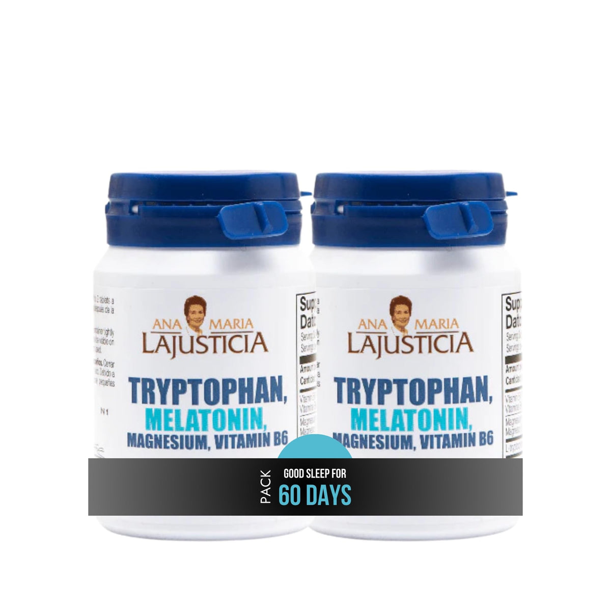 Ana María Lajusticia Tryptophan bottle for daily focus and mood support.