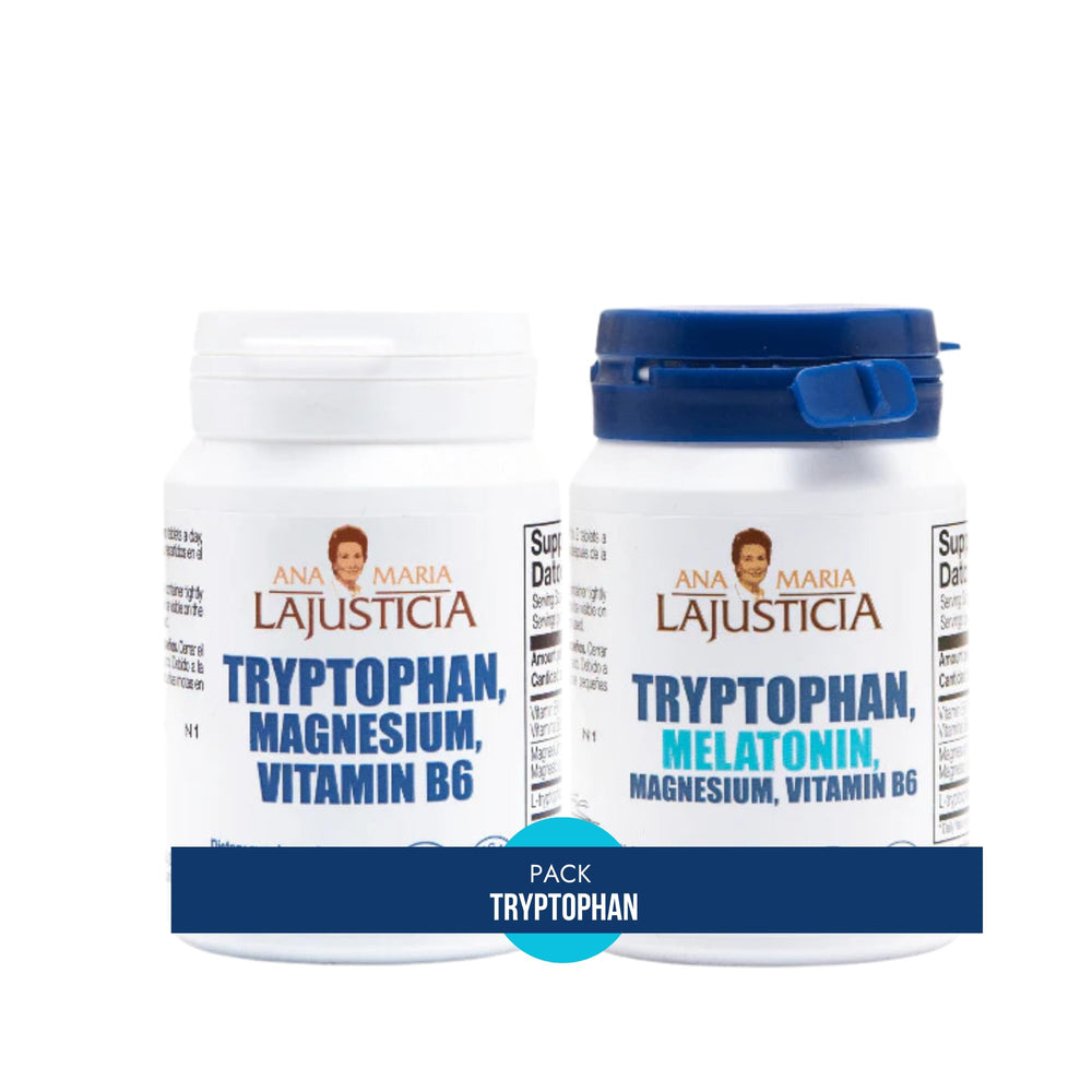 Ana María Lajusticia tryptophan pack daytime bottle showing daytime formula with magnesium and B6