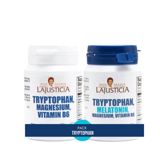 Ana María Lajusticia tryptophan pack daytime bottle showing daytime formula with magnesium and B6