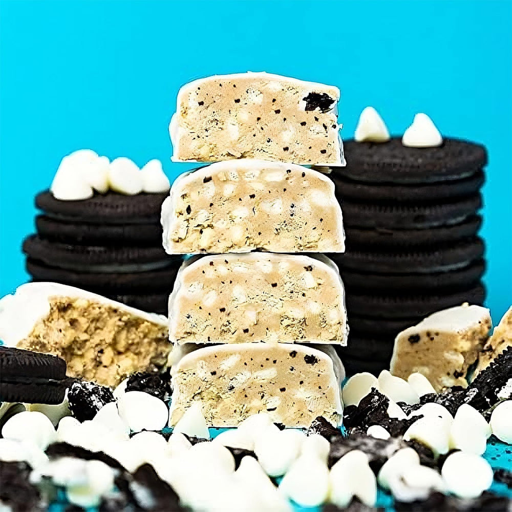 Anabar Cookies and Cream bar showcasing authentic chocolate coating and flavor