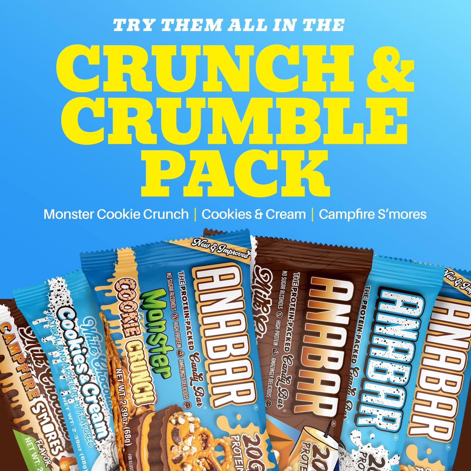 Anabar Monster Cookie Crunch bar with 20g protein, perfect lunchbox snack