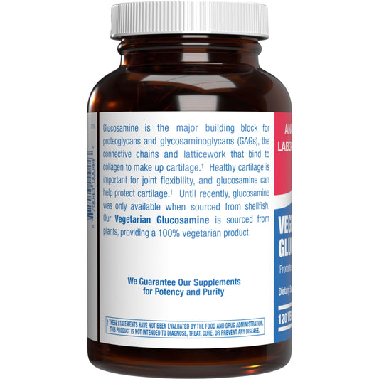 Anabolic Laboratories vegan glucosamine bottle opened reveals easy-to-swallow tablets