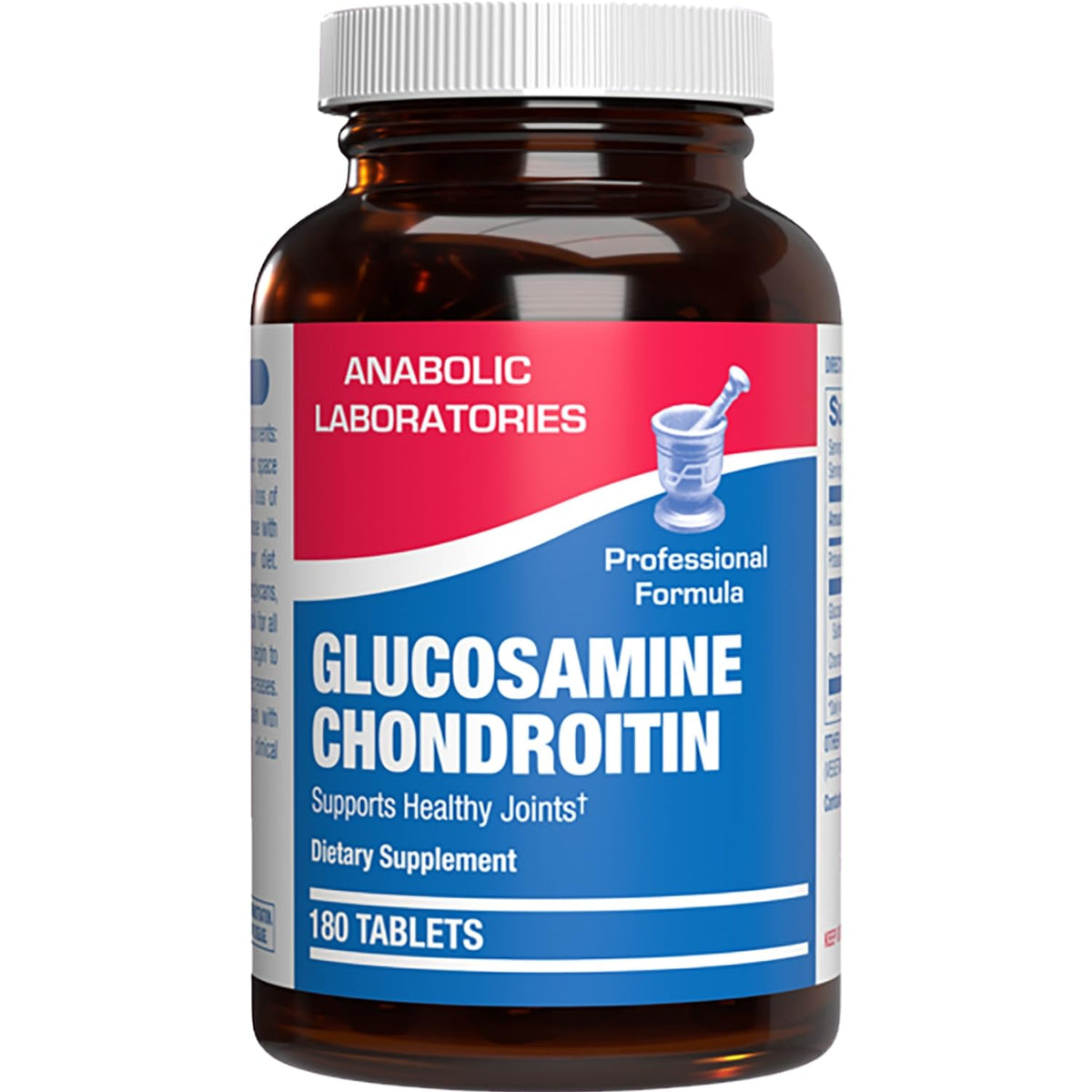 Anabolic Laboratories Advanced Glucosamine bottle closeup for joint comfort support.