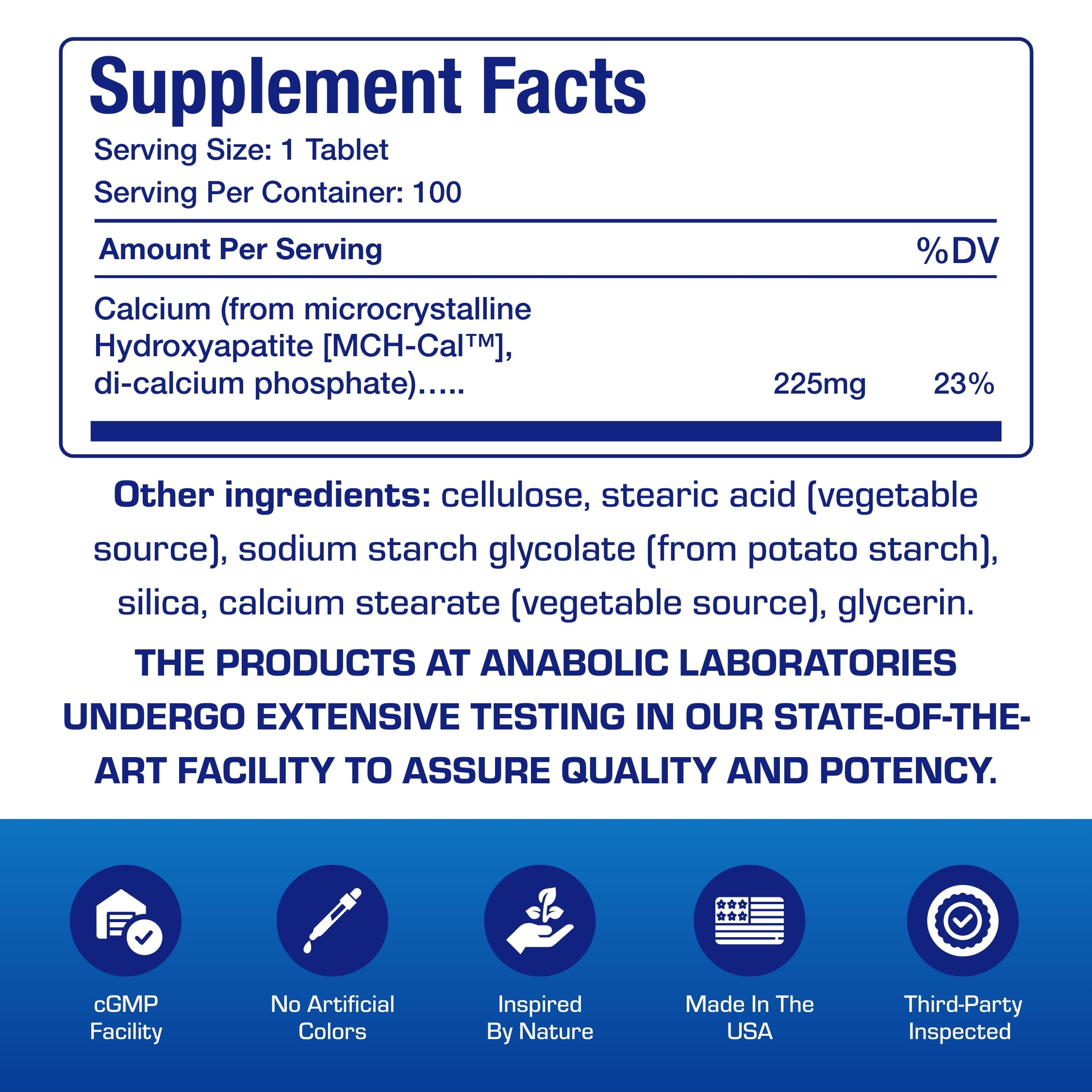 Anabolic Laboratories bone density illustration with bottle showing support