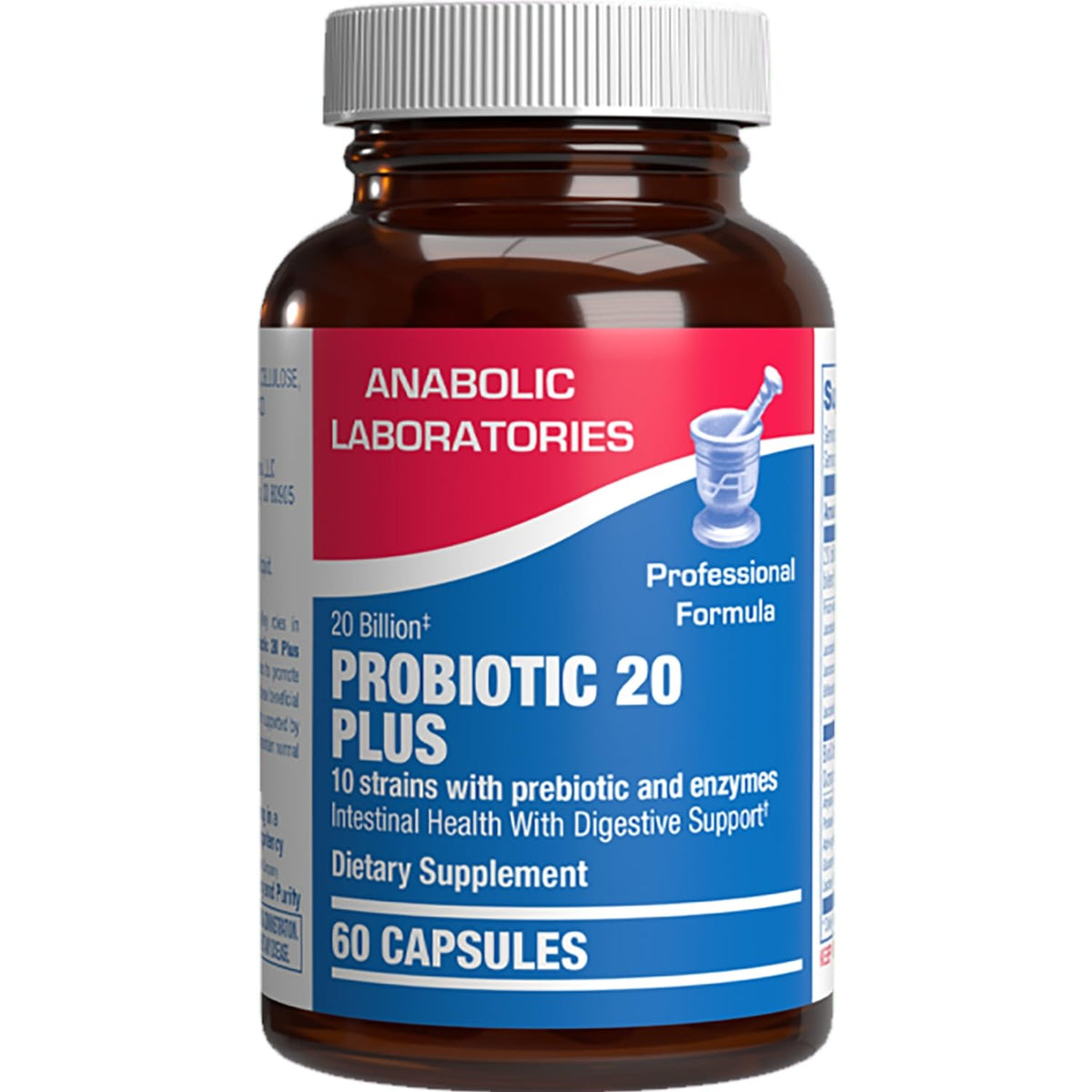 Anabolic Laboratories Digestive Enzymes bottle showing 10 strains for digestion potential