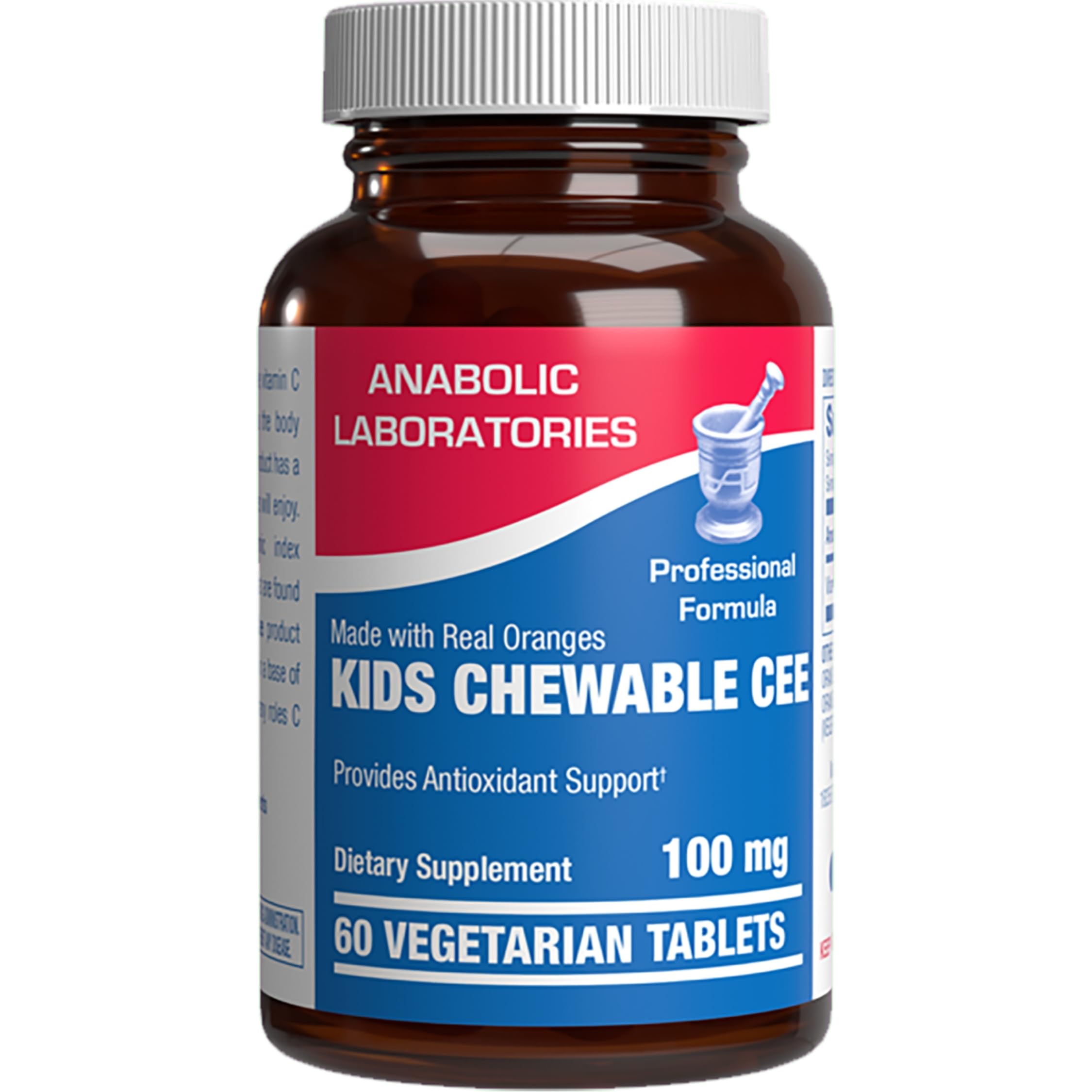 Anabolic Laboratories Kids Vitamin C chewables orange bottle promotes daily immune support.