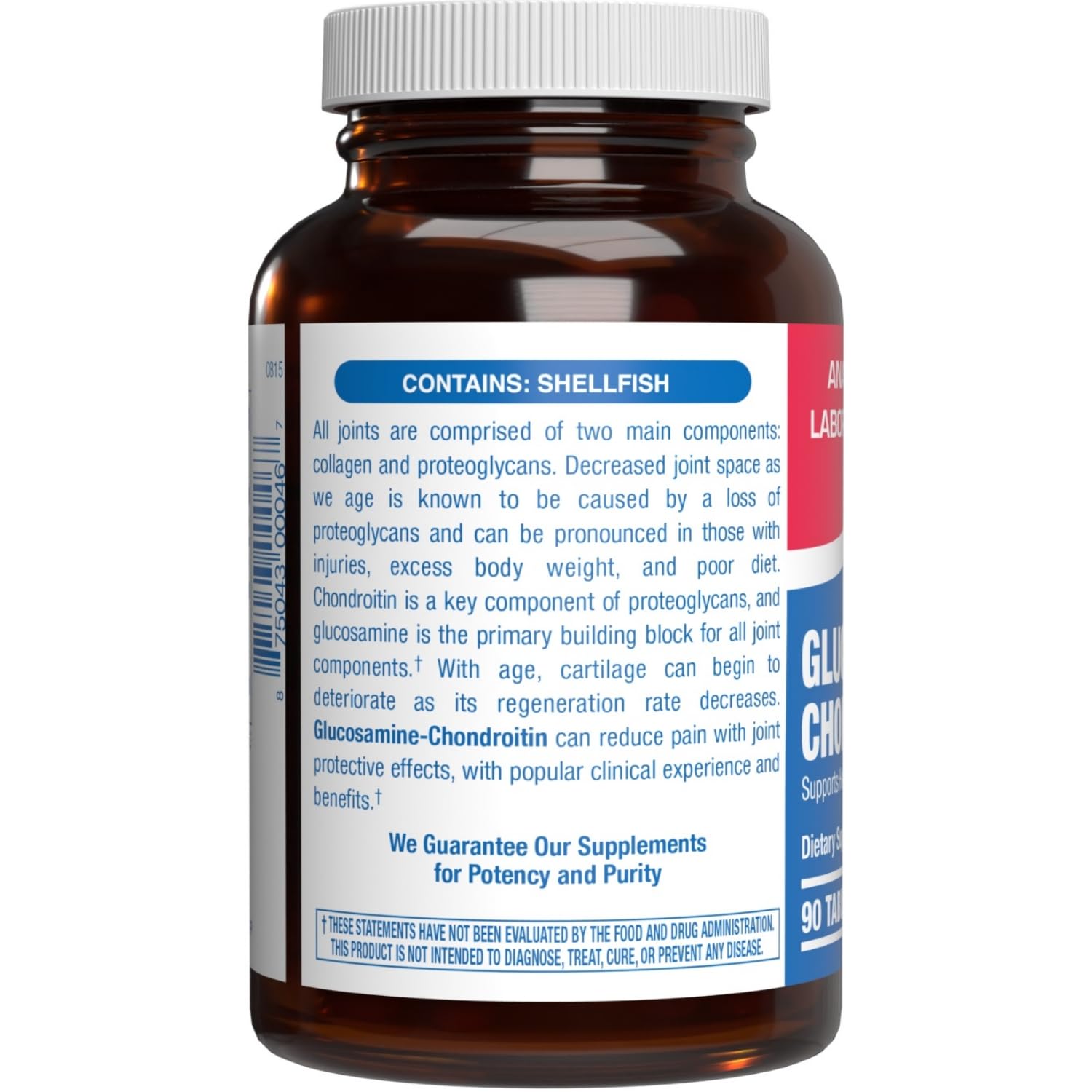 Nutrition facts label on Anabolic Laboratories bottle highlights high-potency formula.