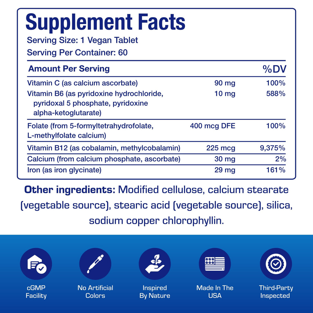 Anabolic Laboratories methyl B complex tablets paired with iron