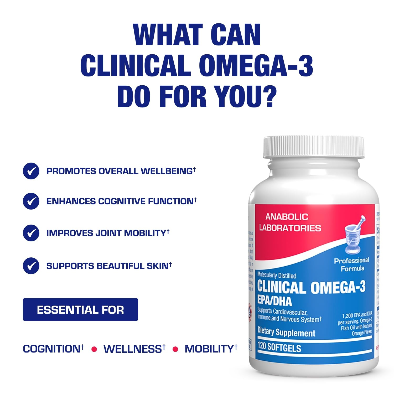 Anabolic Laboratories Omega-3 orange softgels bottle collection signals long‑term use.