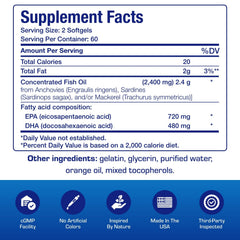 Anabolic Laboratories Omega-3 orange softgels dietary facts emphasize potent omega-3 value.