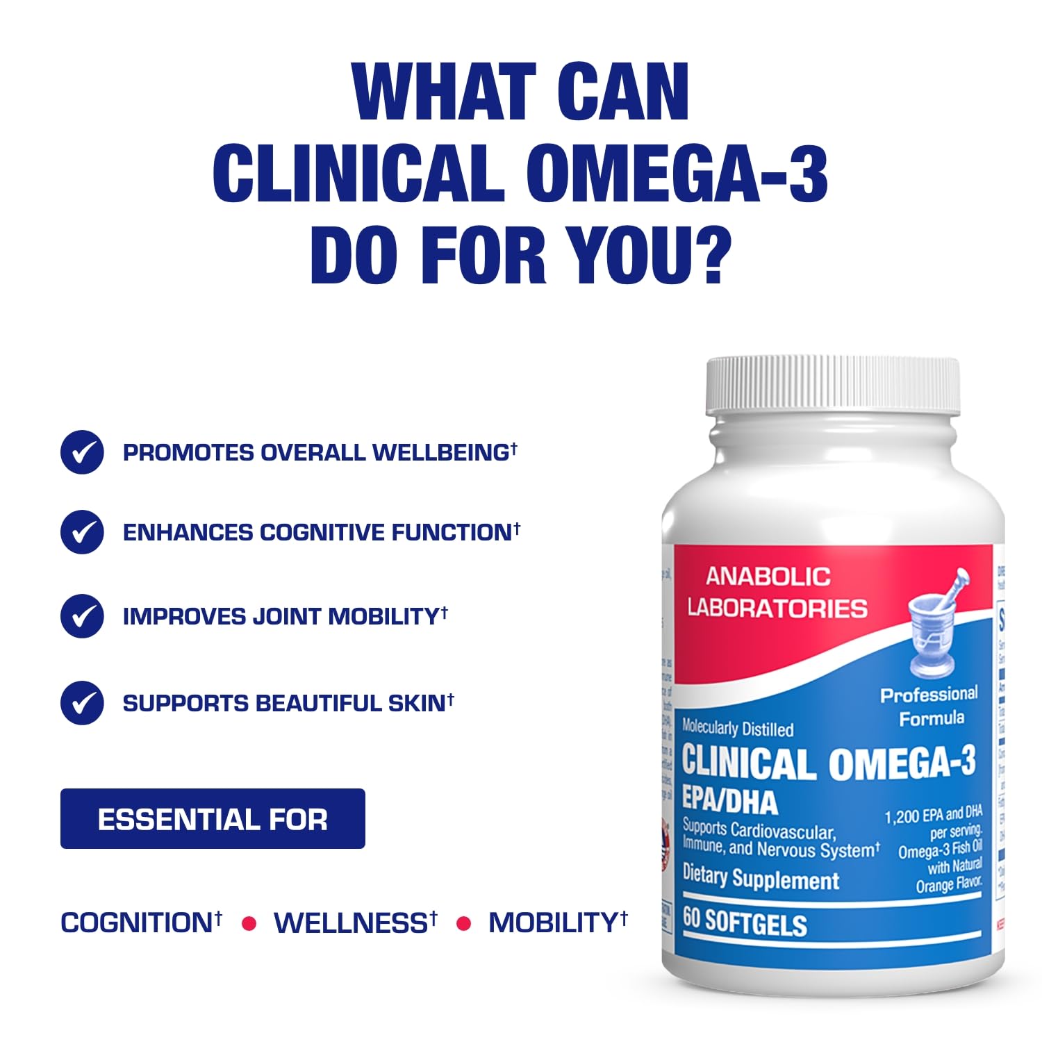 Anabolic Laboratories Omega 3 pouring capsules, convenient daily supplement.
