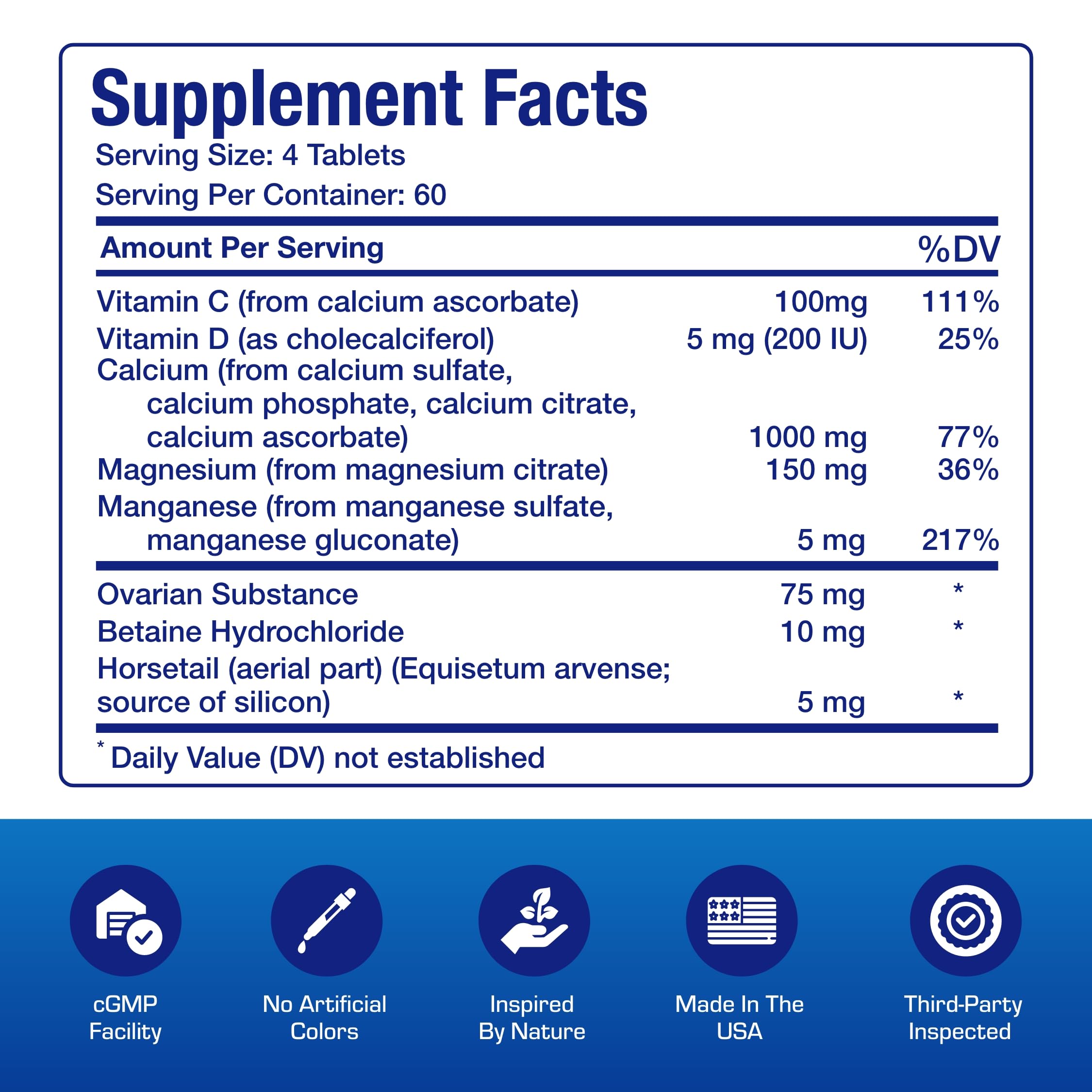 Osteo-Plex label detail showing ingredients and dosage.