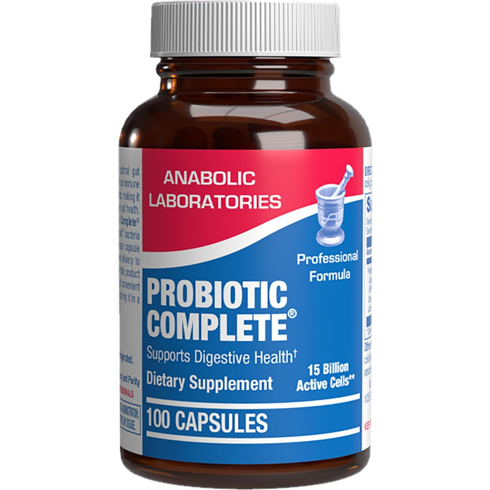 Anabolic Laboratories Quadbiotic bottle front shows the 4-in-1 probiotic blend for digestion.