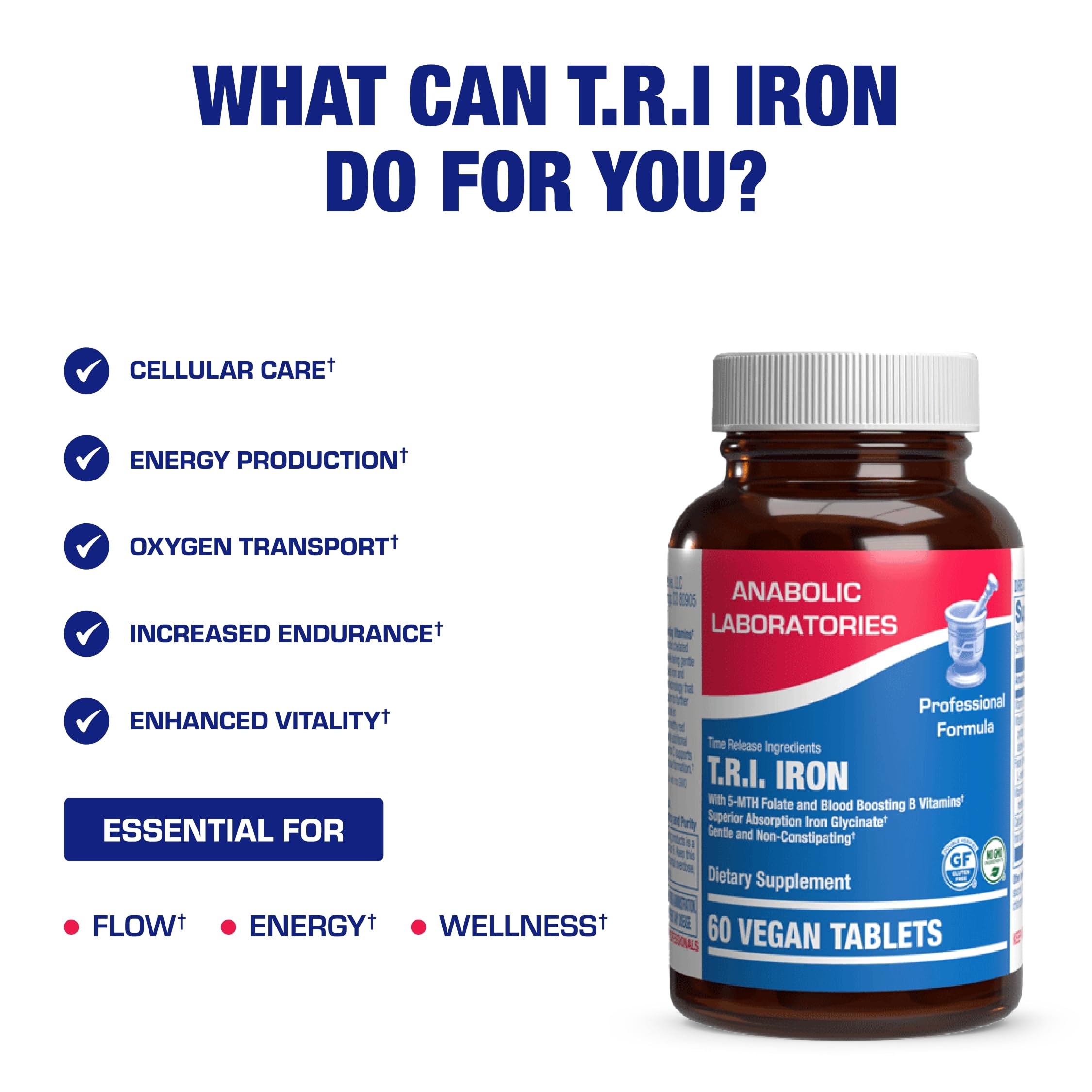 Anabolic Laboratories vegan formula label emphasizing purity and plant-based iron