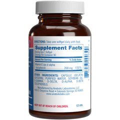 Anabolic Laboratories Vitamin E 400 IU softgels bottle cap view for daily use
