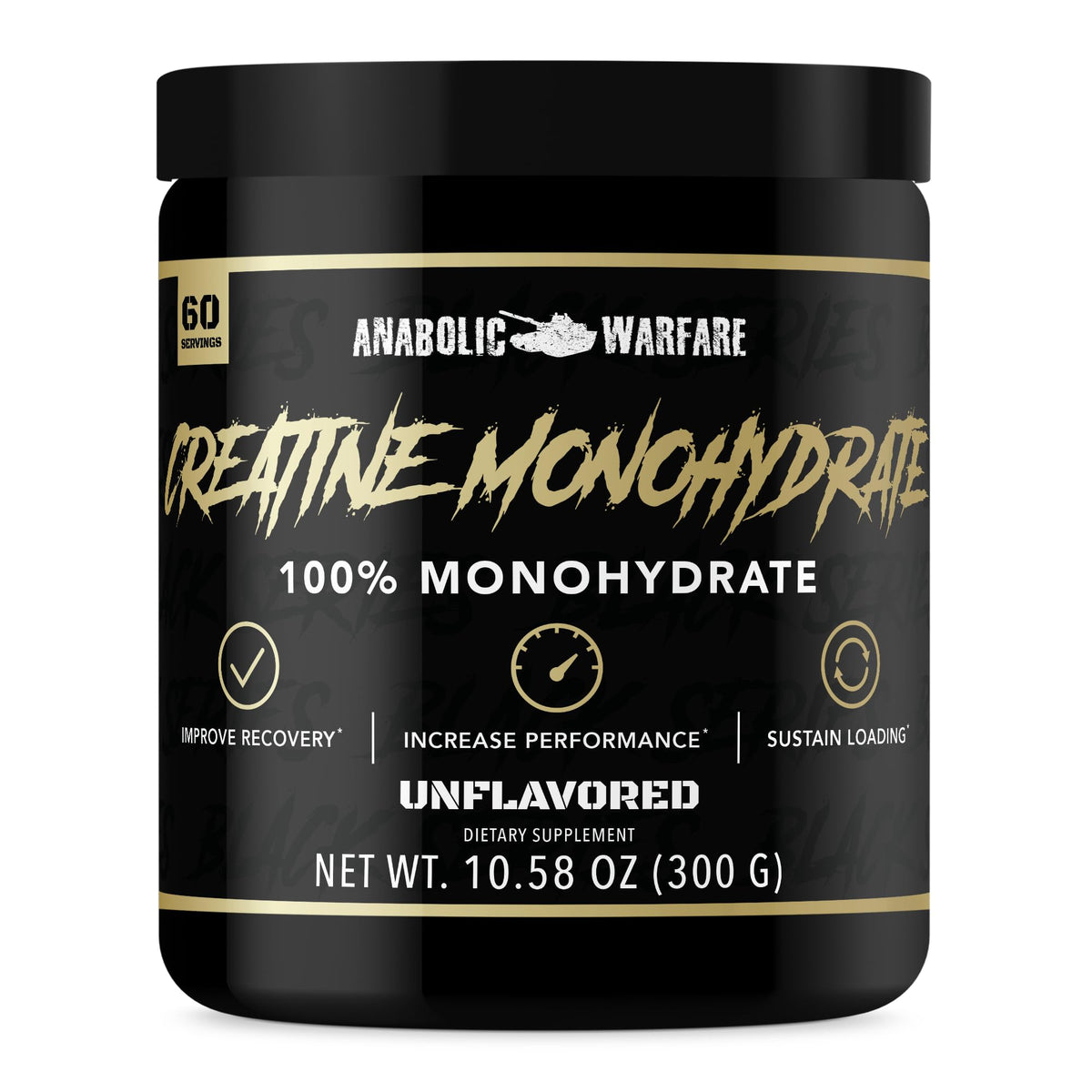 Anabolic Warfare Creatine Monohydrate bottle supports intense training and muscular endurance.
