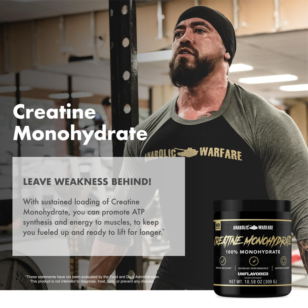 Anabolic Warfare Creatine Monohydrate premium packaging reflects quality and reliability.