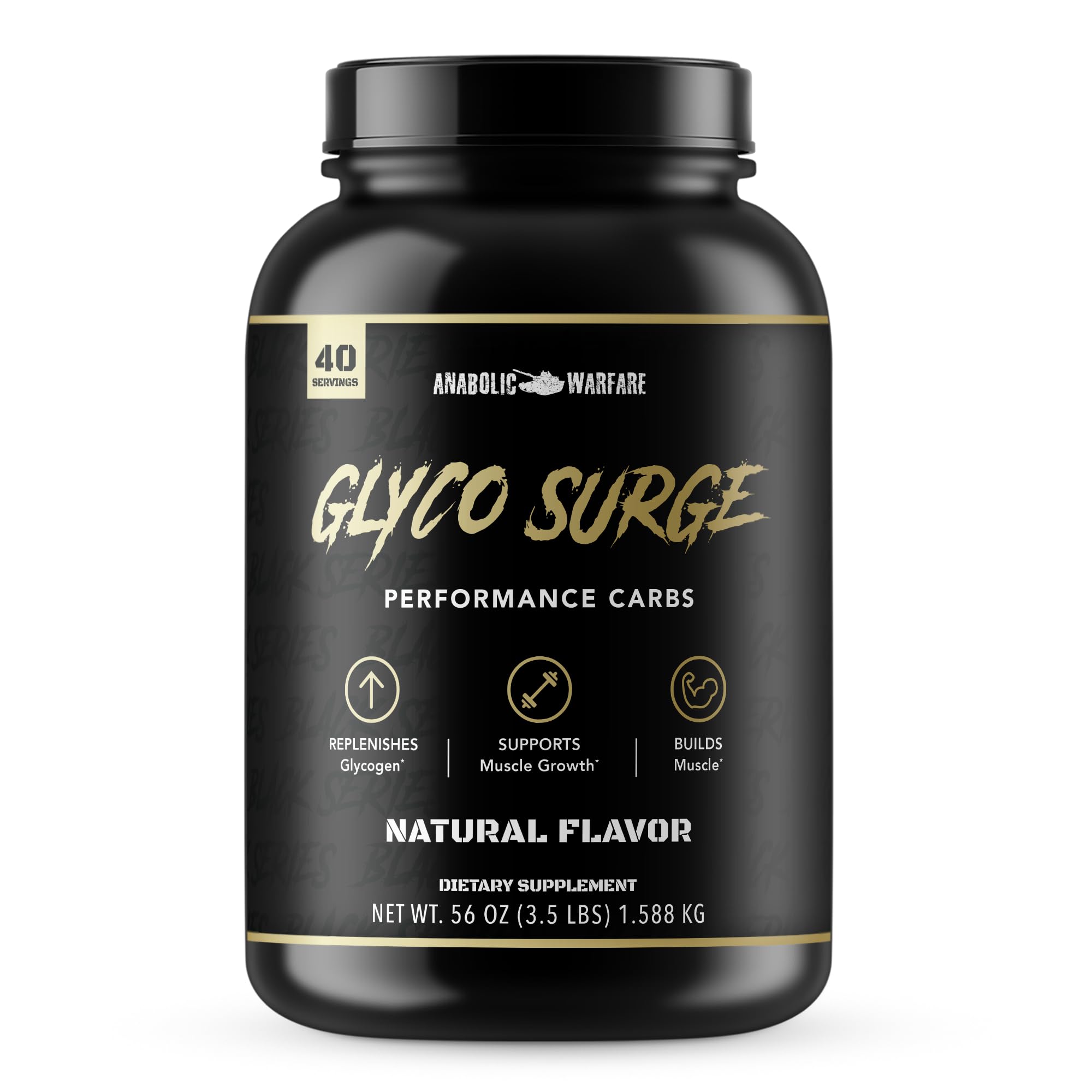 Anabolic Warfare Glyco Surge bottle ready for post-workout glycogen replenishment