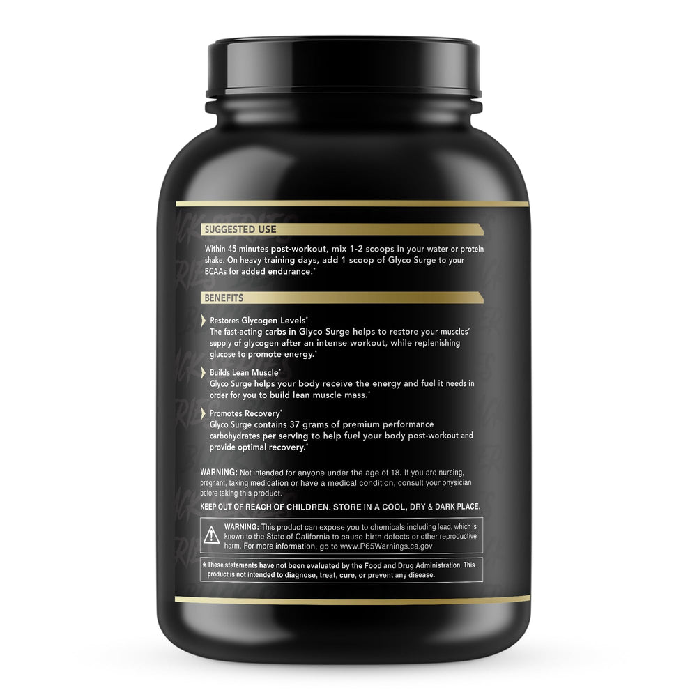 Glyco Surge pour illustrating rapid carbohydrate delivery after training
