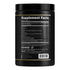 Closeup of Anabolic Warfare Maniac Apple Ambush label highlighting ingredients and benefits.
