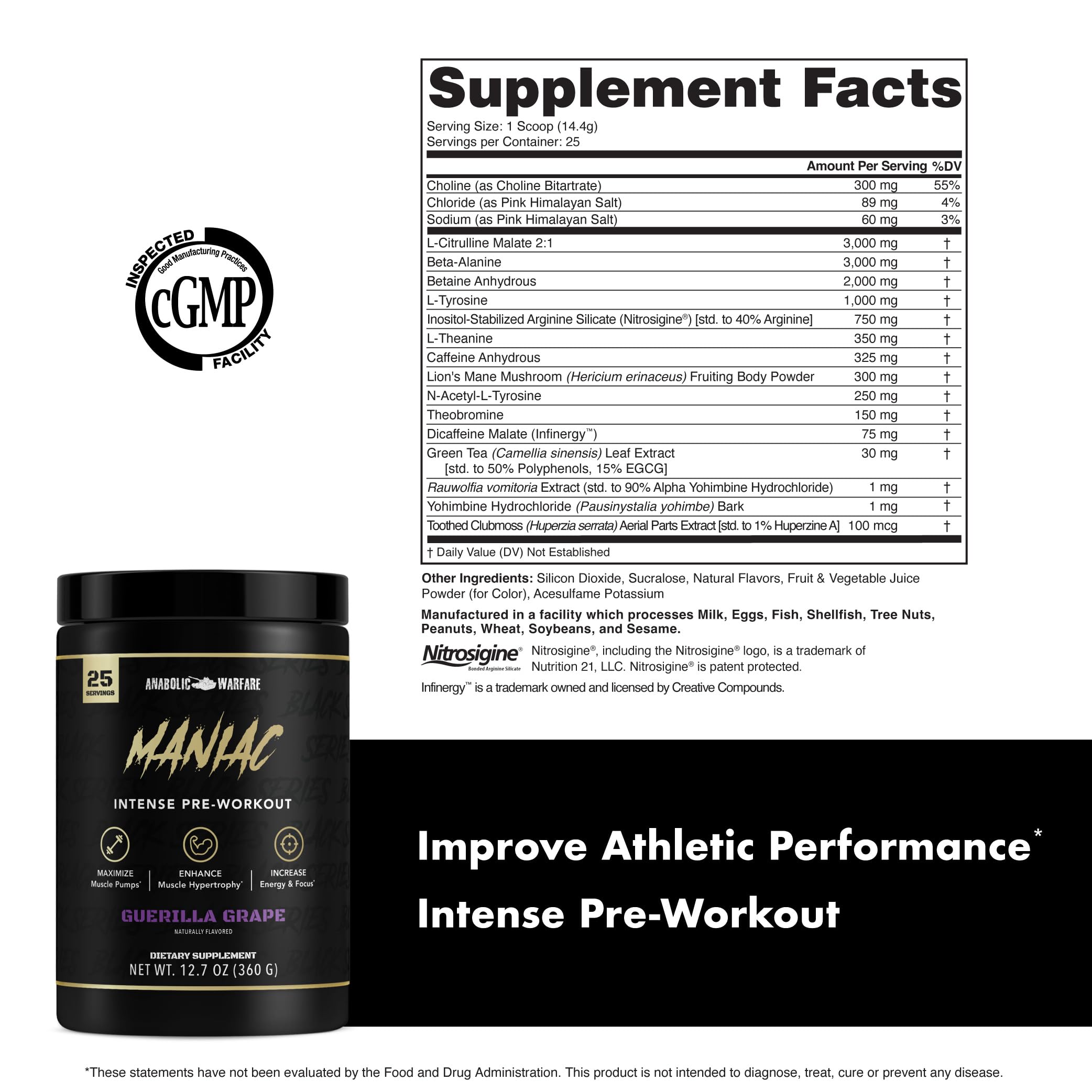 Anabolic Warfare Maniac hydration graphic emphasizing natural electrolytes