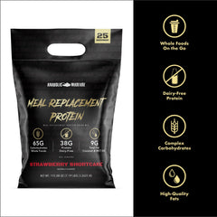 Anabolic Warfare Meal Replacement Protein chocolate nutrition label helps track macros.