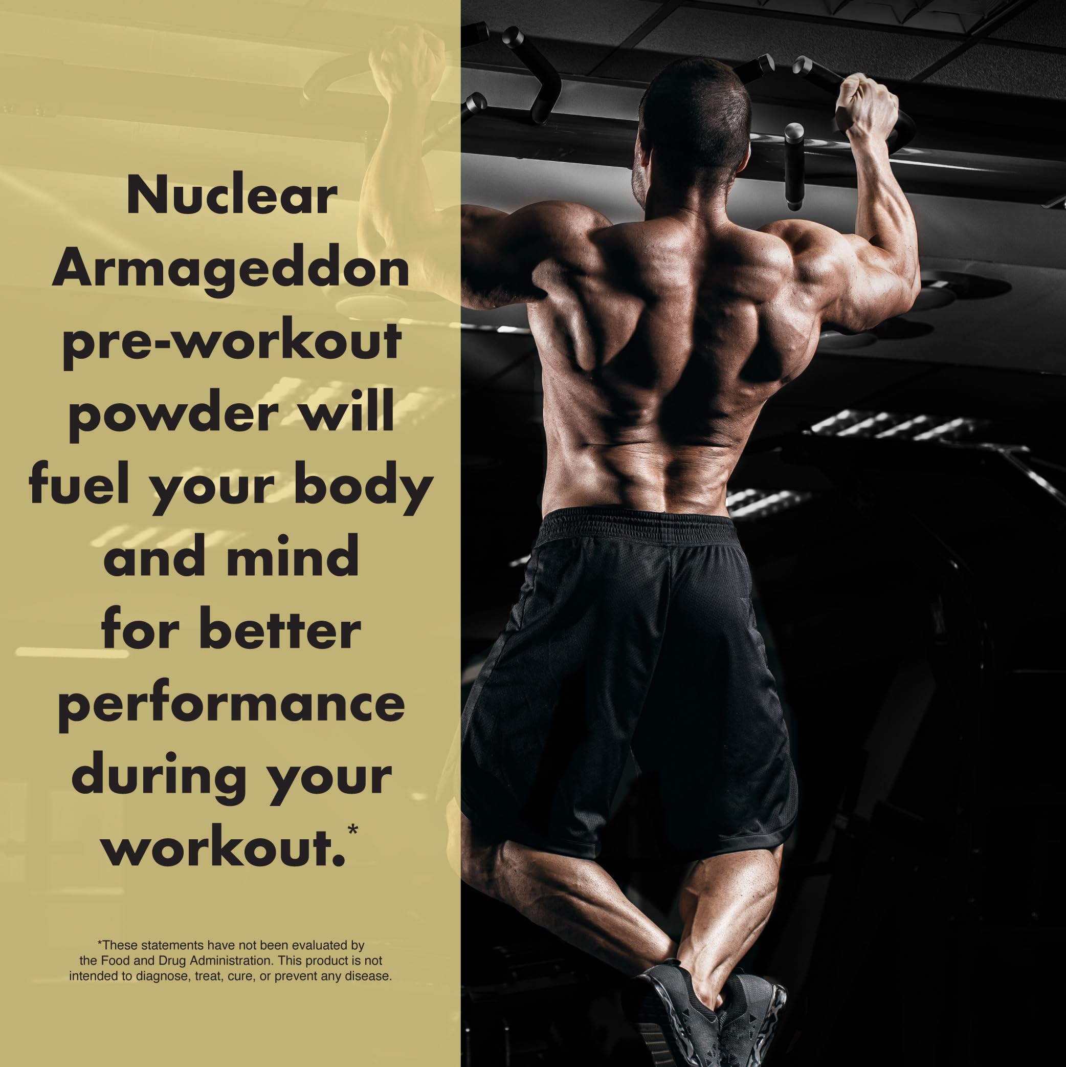Anabolic Warfare Nuclear Armageddon athlete in action during workout, energized training.