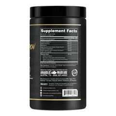 Anabolic Warfare Nuclear Armageddon label close-up shows Ballistic Berry Lemonade flavor for delicious motivation.