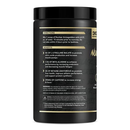 Anabolic Warfare Nuclear Armageddon scoop dispensing powder for precise dosing.