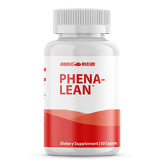 Anabolic Warfare Phena-Lean bottle on a table ready for workouts.