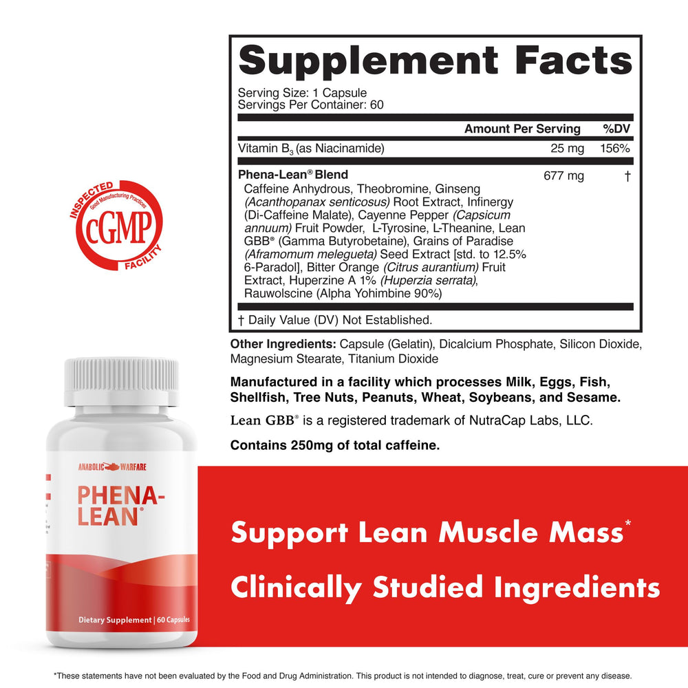 Close image of Phena-Lean capsules in a gym setting for energy.