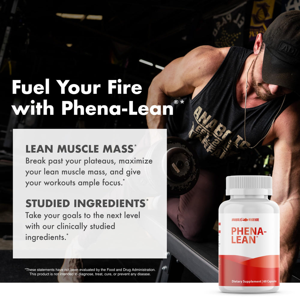 Lifestyle shot of Phena-Lean packaging on a shelf for body goals.
