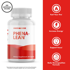 Phena-Lean bottle on a table beside training gear before workouts.