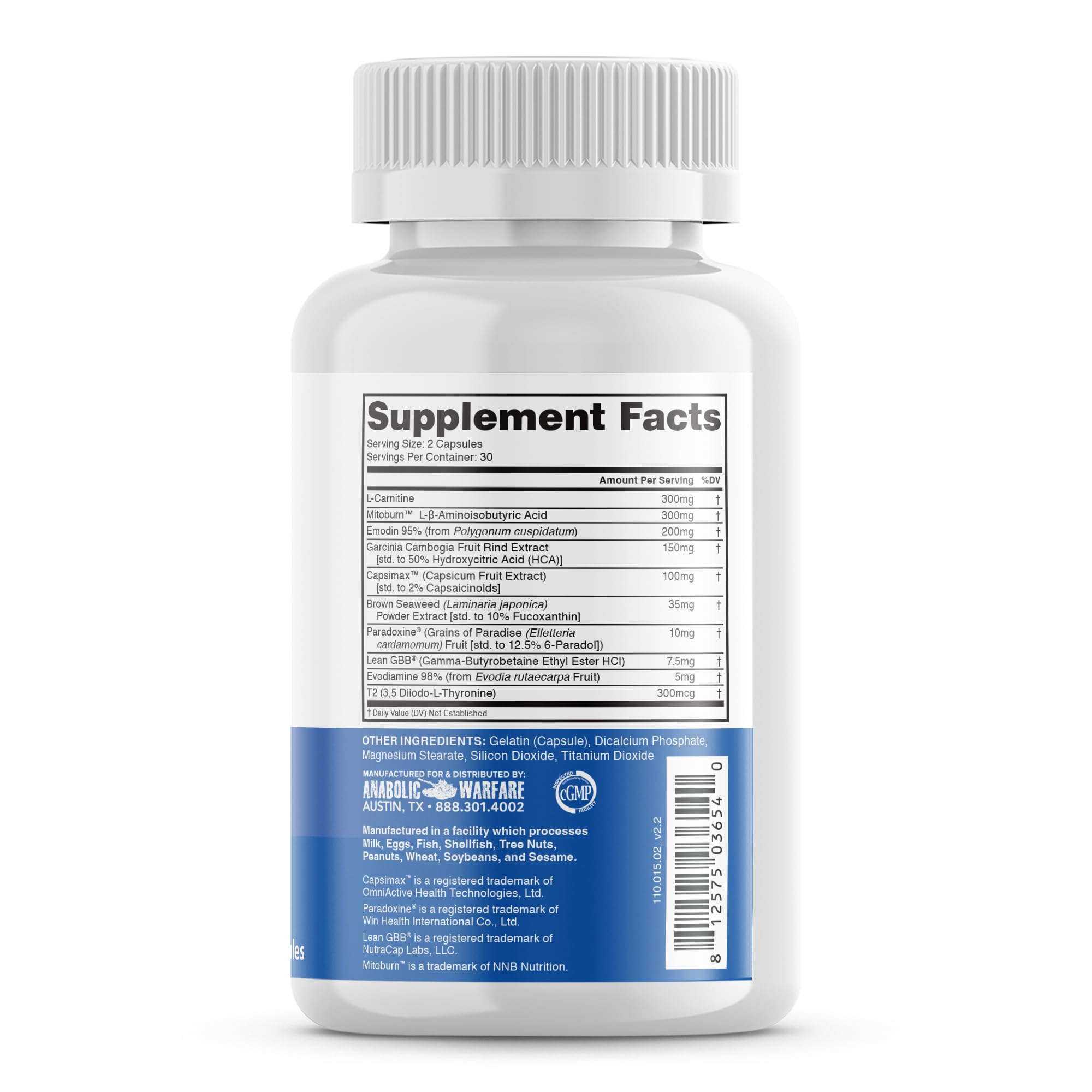 Phena-Lean T2 label close-up emphasizes non-stimulant thermogenic formula for workouts