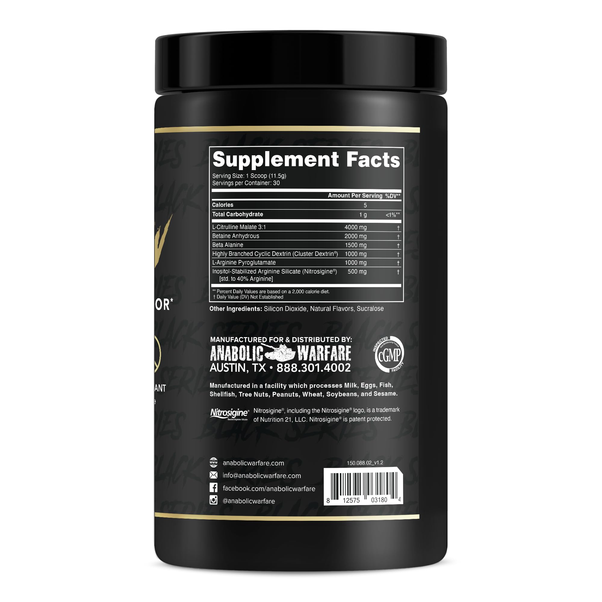 Anabolic Warfare Pump-N-Grow label close-up shows clean ingredient approach