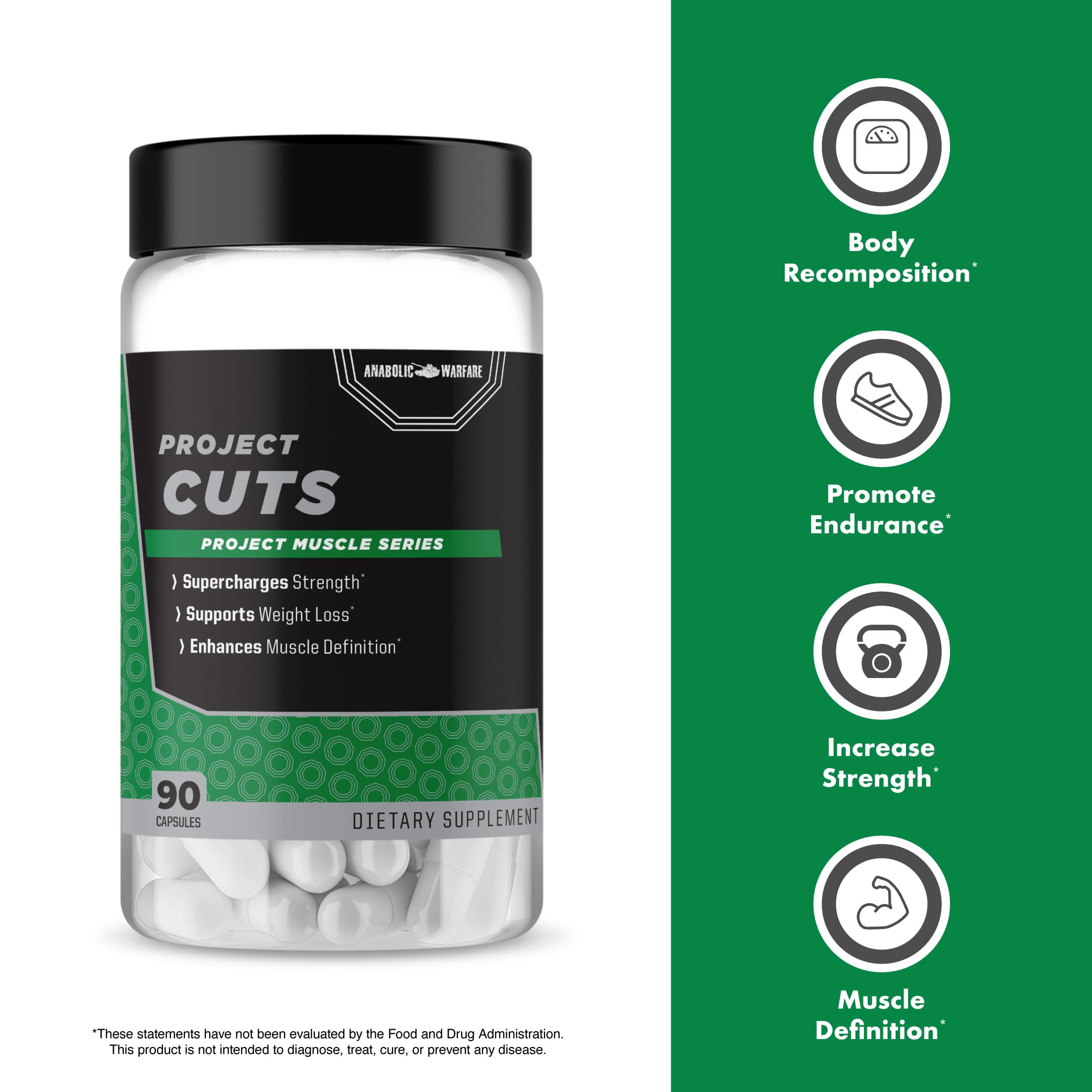 Anabolic Warfare Ripfactor blend capsules highlight enhanced muscle definition potential.