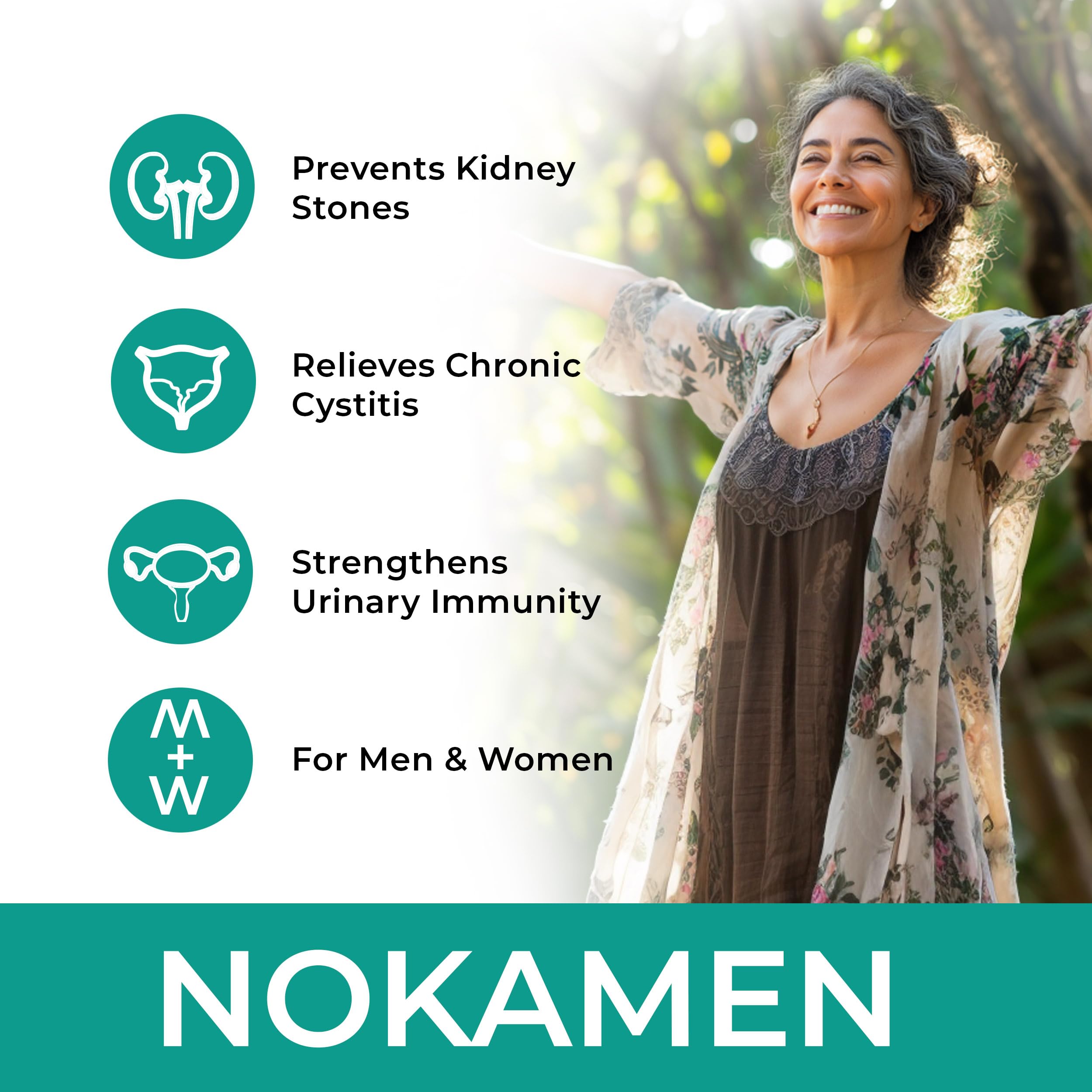 Ananta Nokamen bottle label close-up emphasizes ingredients supporting urinary tract health.
