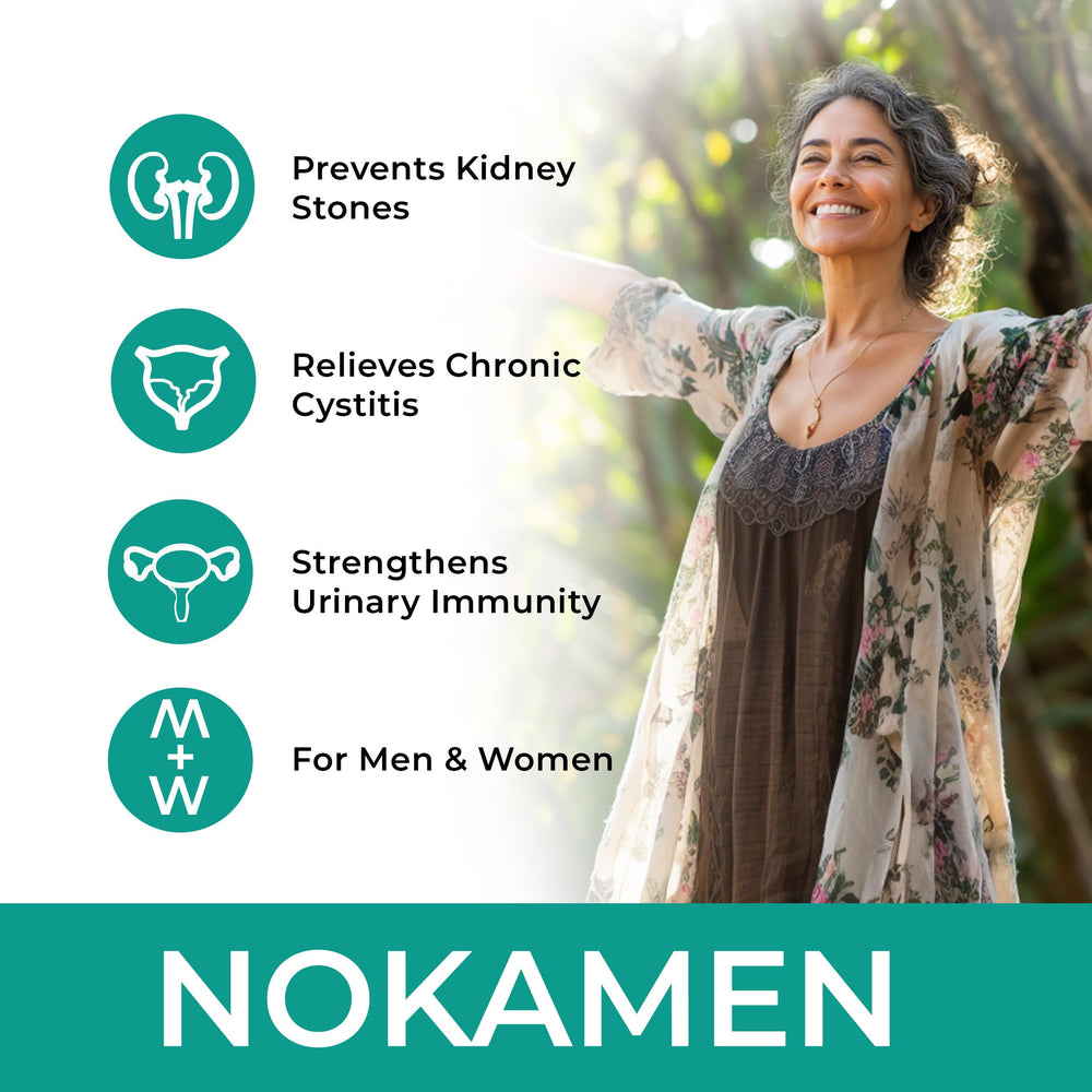 Ananta Nokamen bottle label close-up emphasizes ingredients supporting urinary tract health.