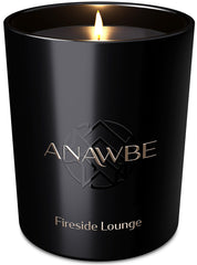 ANAWBE Fireside Lounge candle in a black vessel enhances masculine decor with warm ambiance.